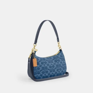 Coach Teri Shoulder Bag In Signature Denim - Gold/Indigo - Image 8