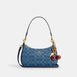 Coach Teri Shoulder Bag In Signature Denim - Gold/Indigo - Image 7