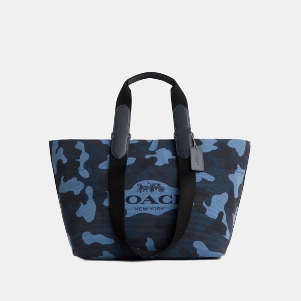 Coach Small Tour Tote Bag With Camo Print - Silver/Blue Multi