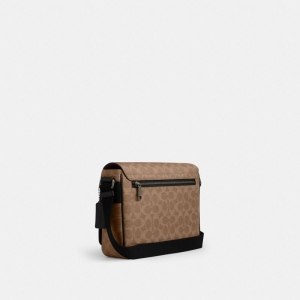 Coach Jack Messenger Bag In Signature Canvas - Gunmetal/Tan/Black - Image 3