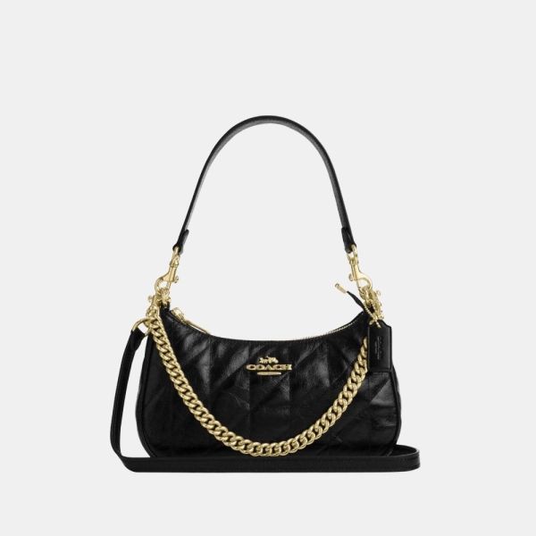 Coach Teri Shoulder Bag With Quilting - Gold/Black (CDY83)