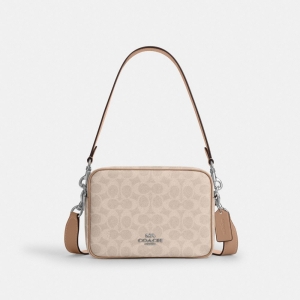 Coach Carey Crossbody Bag In Signature Canvas - Silver/Sand/Taupe