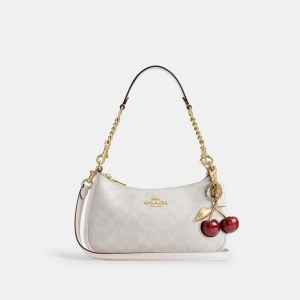Coach Teri Shoulder Bag In Signature Canvas - Gold/White/Chalk - Image 8