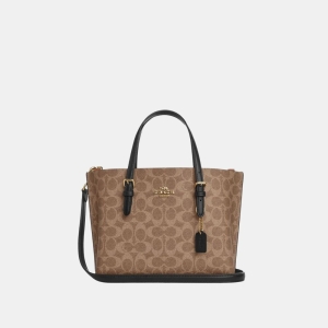 Coach Mollie Tote Bag 25 In Signature Canvas - Gold/Tan/Black