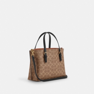 Coach Mollie Tote Bag 25 In Signature Canvas - Gold/Tan/Black - Image 7