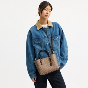 Coach Mollie Tote Bag 25 In Signature Canvas - Gold/Tan/Black - Image 4