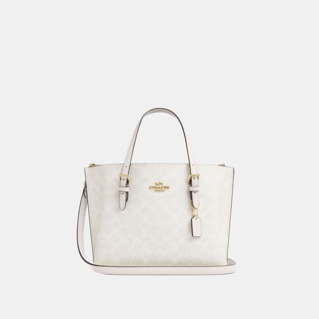 Coach Mollie Tote Bag 25 In Signature Canvas - Gold/White/Chalk