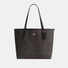 Coach City Tote Bag In Signature Canvas - Gold/Walnut/Black