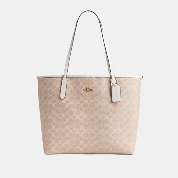 Coach City Tote Bag In Signature Canvas - Gold/Sand/Chalk