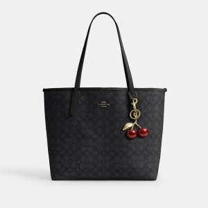 Coach City Tote Bag In Signature Canvas - Gunmetal/Charcoal/Black - Image 6
