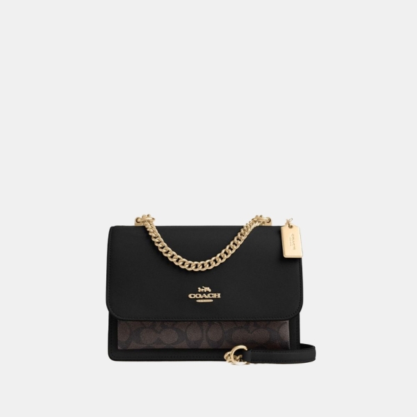 Coach Klare Crossbody Bag In Signature Canvas - Gold/Walnut/Black