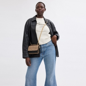 Coach Mini Klare Crossbody Bag In Signature Canvas - Gold/Tan/Black - Image 3