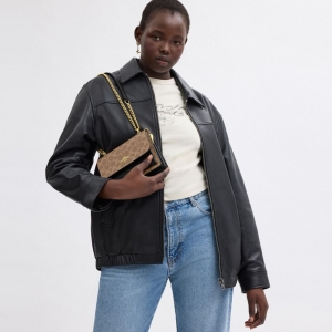 Coach Mini Klare Crossbody Bag In Signature Canvas - Gold/Tan/Black - Image 4