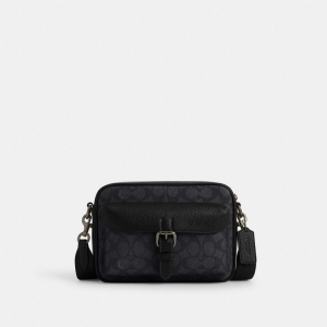 Coach Warner Crossbody Bag In Signature Canvas - Gunmetal/Charcoal/Black