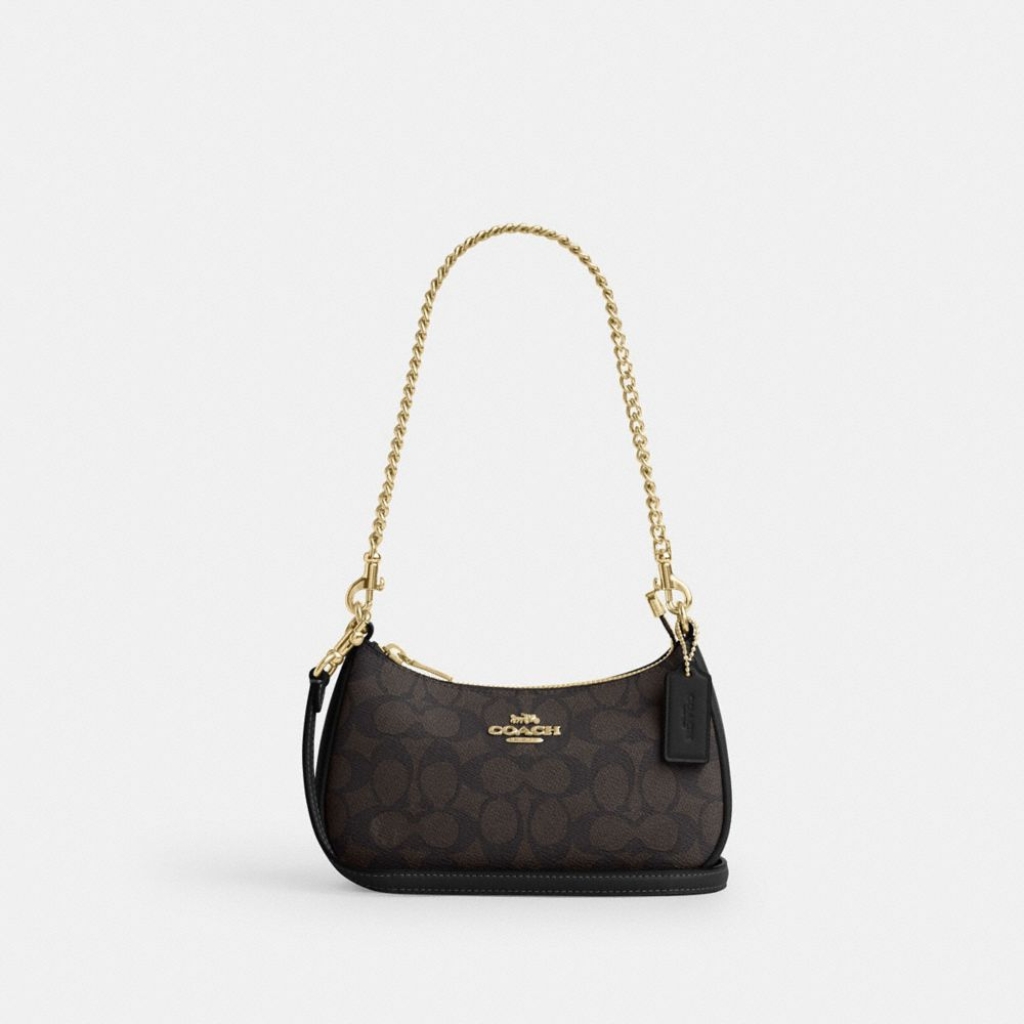 Coach Teri Mini Crossbody Bag In Signature Canvas - Gold/Walnut/Black
