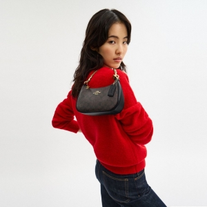 Coach Teri Mini Crossbody Bag In Signature Canvas - Gold/Walnut/Black - Image 3