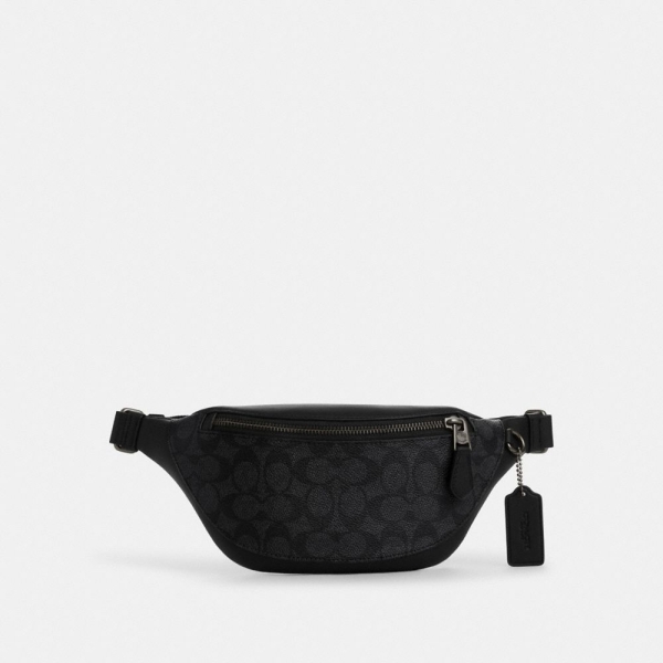 Coach Warren Mini Belt Bag In Signature Canvas - Gunmetal/Charcoal/Black