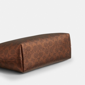 Fiona Zip Tote Bag In Signature Canvas - Gold/Brown/Copper - Image 7