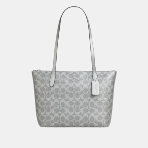 Fiona Zip Tote Bag In Signature Canvas - Sv/Gray/Silver