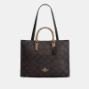 Coach Maggie Tote Bag In Blocked Signature Canvas - Gold/Walnut/Tan