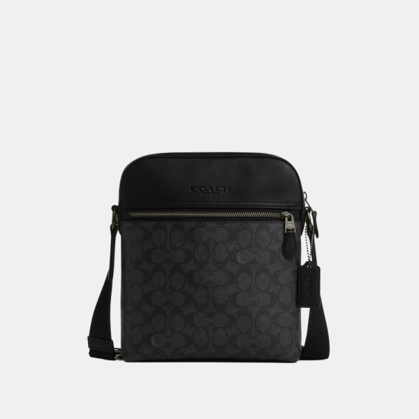 Coach Houston Flight Bag In Signature Canvas - Gunmetal/Charcoal/Black