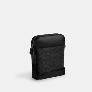 Coach Houston Flight Bag In Signature Canvas - Gunmetal/Charcoal/Black - Image 5