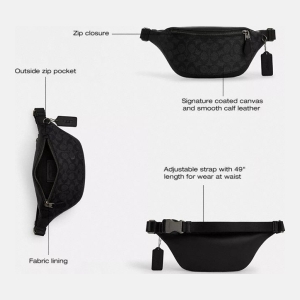 Coach Warren Mini Belt Bag In Signature Canvas - Gunmetal/Charcoal/Black - Image 7