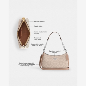 Coach Teri Shoulder Bag In Signature Canvas - Silver/Sand/Taupe - Image 11