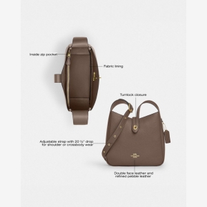 Coach Hadley Convertible Crossbody Bag - Gold/Dark Stone - Image 8