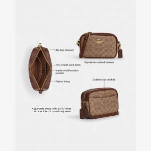 Coach Mini Jamie Camera Bag In Signature Canvas - Gold/Tan/Brown - Image 7