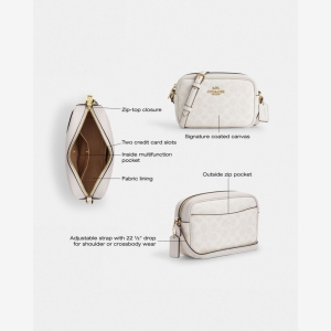Coach Mini Jamie Camera Bag In Signature Canvas - Gold/White/Chalk - Image 7