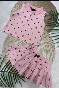 Tommy Hilfiger Baby Girl Sleeveless Polo Shirt and Skirt Set - Light Pink - Size 12 months