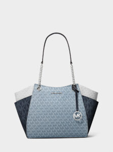 Michael Kors Jet Set Large Color-block Signature Logo Shoulder Bag - Light Blue/Navy/Gray Color-block