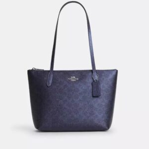 Coach Fiona Zip Tote Bag in Signature Canvas - Navy Blue
