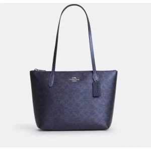 Coach Fiona Zip Tote Bag in Signature Canvas - Navy Blue