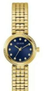 Guess Women's Gold-Tone Watch with Navy Blue Dial - Gold and Navy Blue