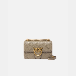 Pinko Love Bag mini crossbody bag with imprimé logo - Beige