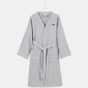 Lacoste Home Logo Patch 100% Cotton Pique Bath Robe - Micro Chip