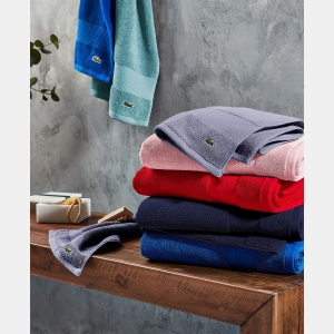 Lacoste Heritage Anti-Microbial Supima Cotton Bath Towel, 30" x 54" - Magenta - Image 3