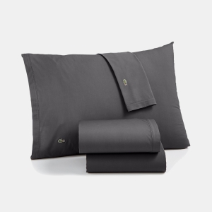 Lacoste Home Solid Cotton Percale 4-Pc. Sheet Sets - Dark Gray