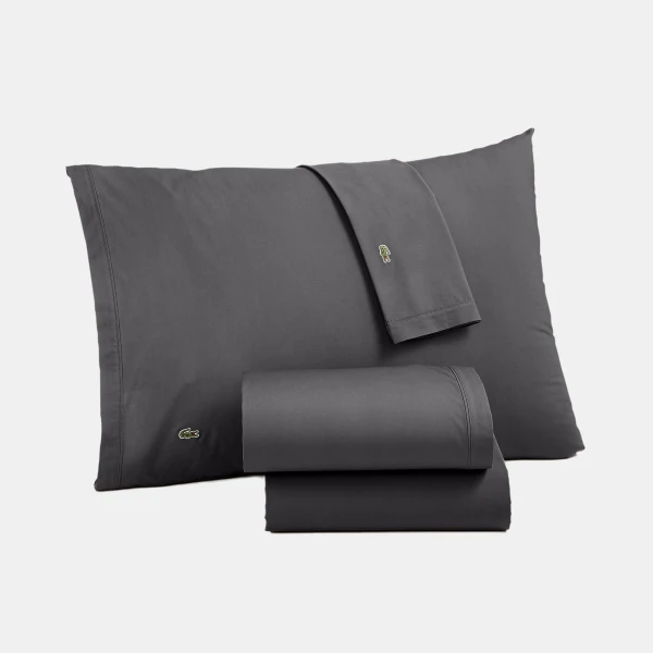 Lacoste Home Solid Cotton Percale 4-Pc. Sheet Sets - Dark Gray
