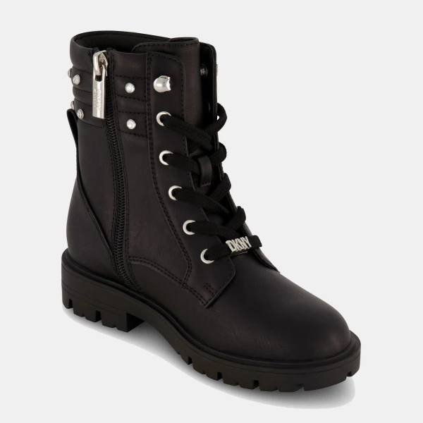 DKNY Little Girls Stassi Stone Crystal Stud Collar Moto Boots