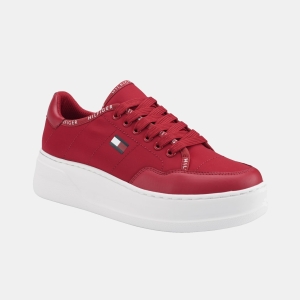 Tommy Hilfiger Grazie Lightweight Lace Up Casual Sneakers - Red