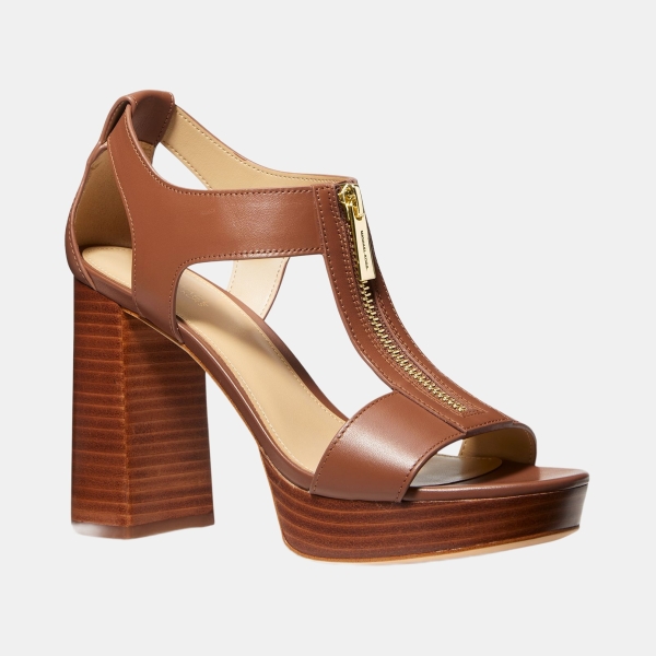 Michael Kors Women's Berkley Mid Platform T-Strap Sandals - Luggage