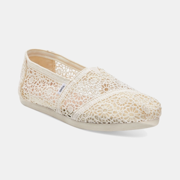 TOMS Women's Alpargata Classic Espadrille Almond Toe Flats - Natural Moroccan Crochet