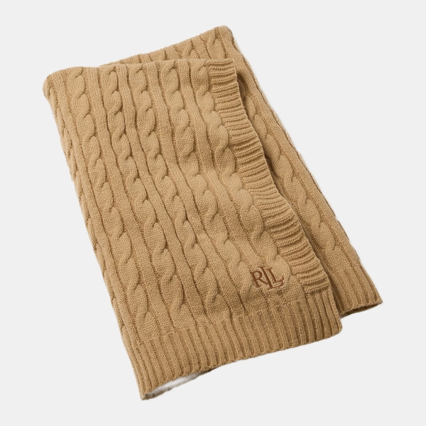 Lauren Ralph Lauren Jamie Cable-Knit Throw, 50" x 60" - Beige