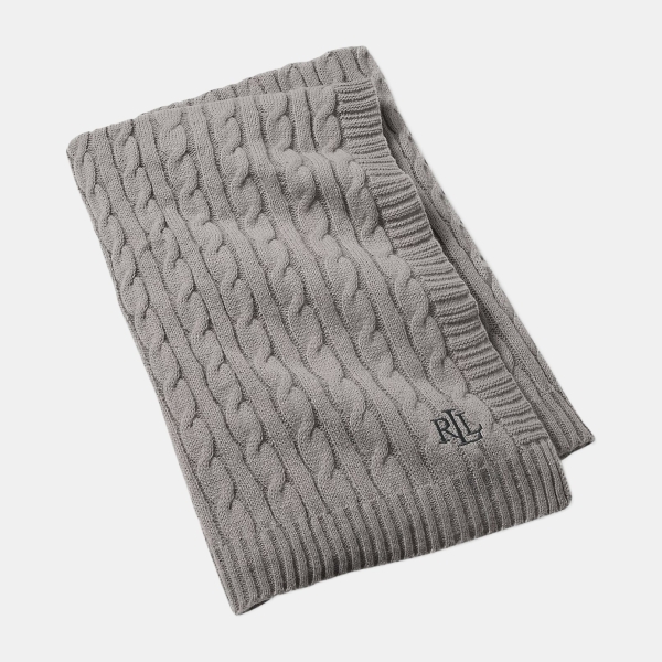 Lauren Ralph Lauren Jamie Cable-Knit Throw, 50" x 60" - Grey