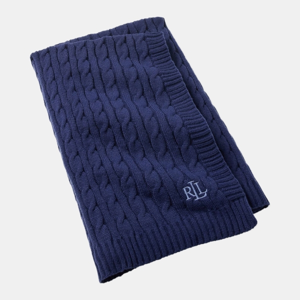 Lauren Ralph Lauren Jamie Cable-Knit Throw, 50" x 60" - Navy