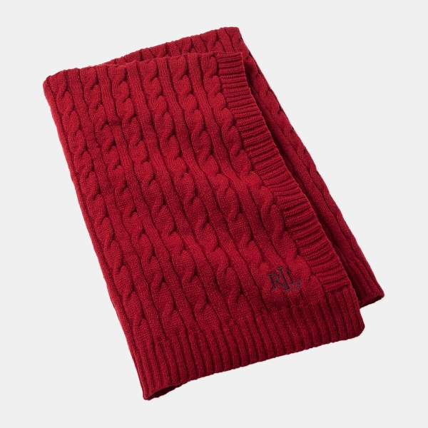 Lauren Ralph Lauren Jamie Cable-Knit Throw, 50" x 60" - Red