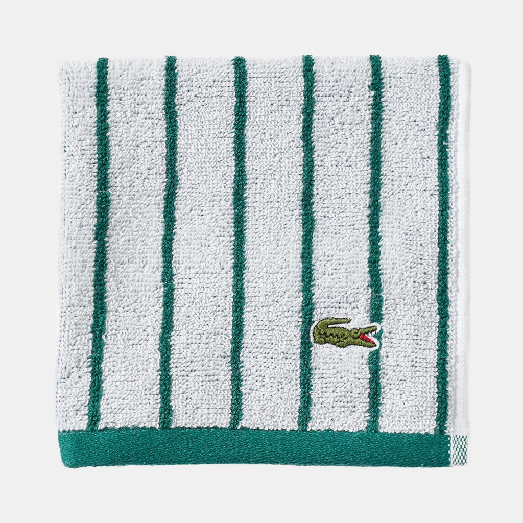 Lacoste Home Centre Mark Cotton Jacquard Stripe Hand Towel, 16" x 30" - Green